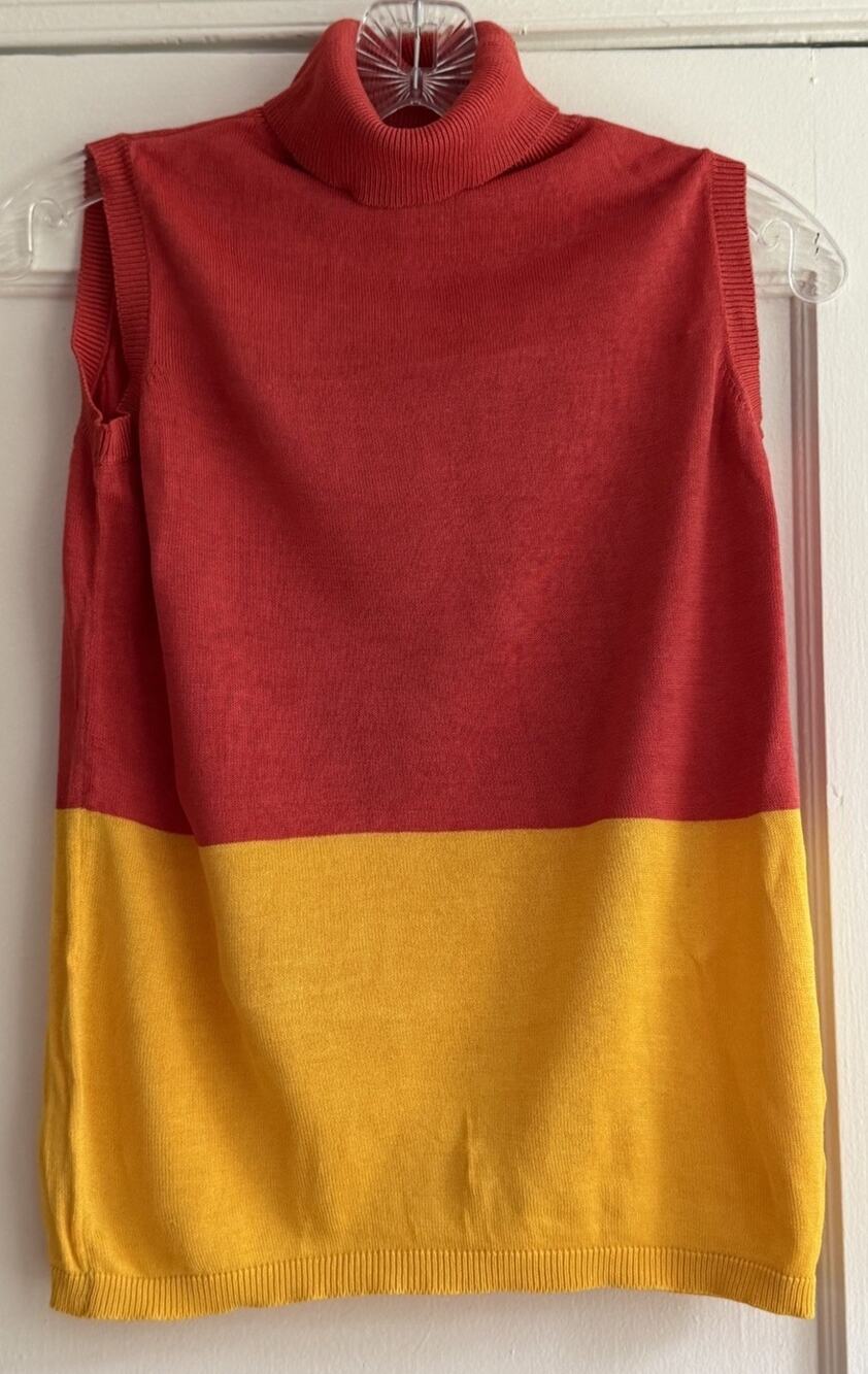 Vintage Diane von Furstenberg Silk Assets XS 100% Silk Mod Colorblock Turtleneck